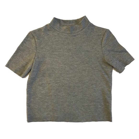 Zara Mock Neck Gray Crop Top - Picture 1 of 4